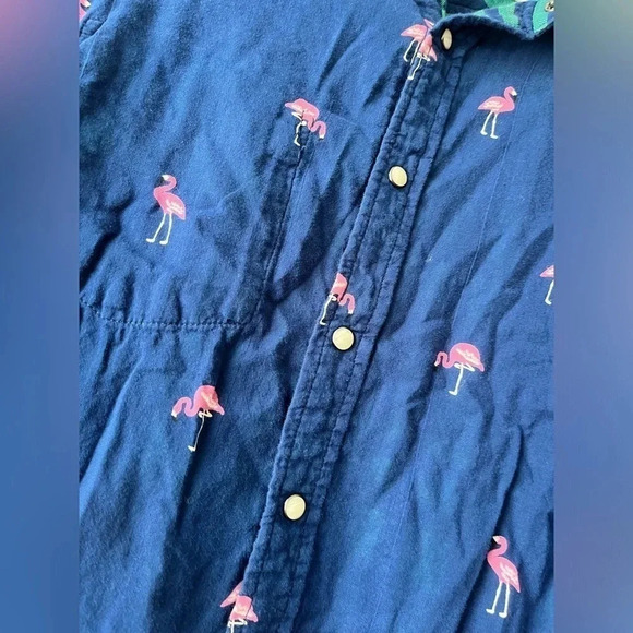 Chubbies Flip It & Reverse It Green Plaid Flamingo Dad Pearl Snaps Size Large - Picture 6 of 7